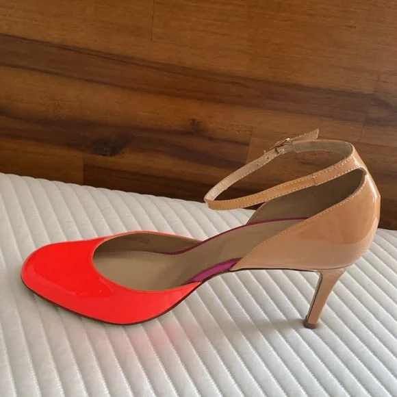 J. Crew Coraline Patent Leather Colorblock Ankle Strap Pumps Heels. Size 10. - Picture 7 of 13